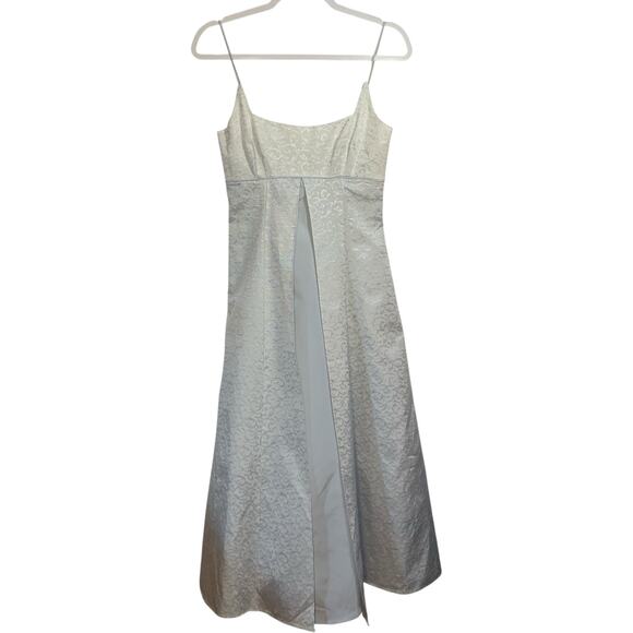 VTG Zum Zum Ice Blue Brocade Gown Y2K Prom Dress SZ S Spaghetti Strap Fairycore - Picture 1 of 14